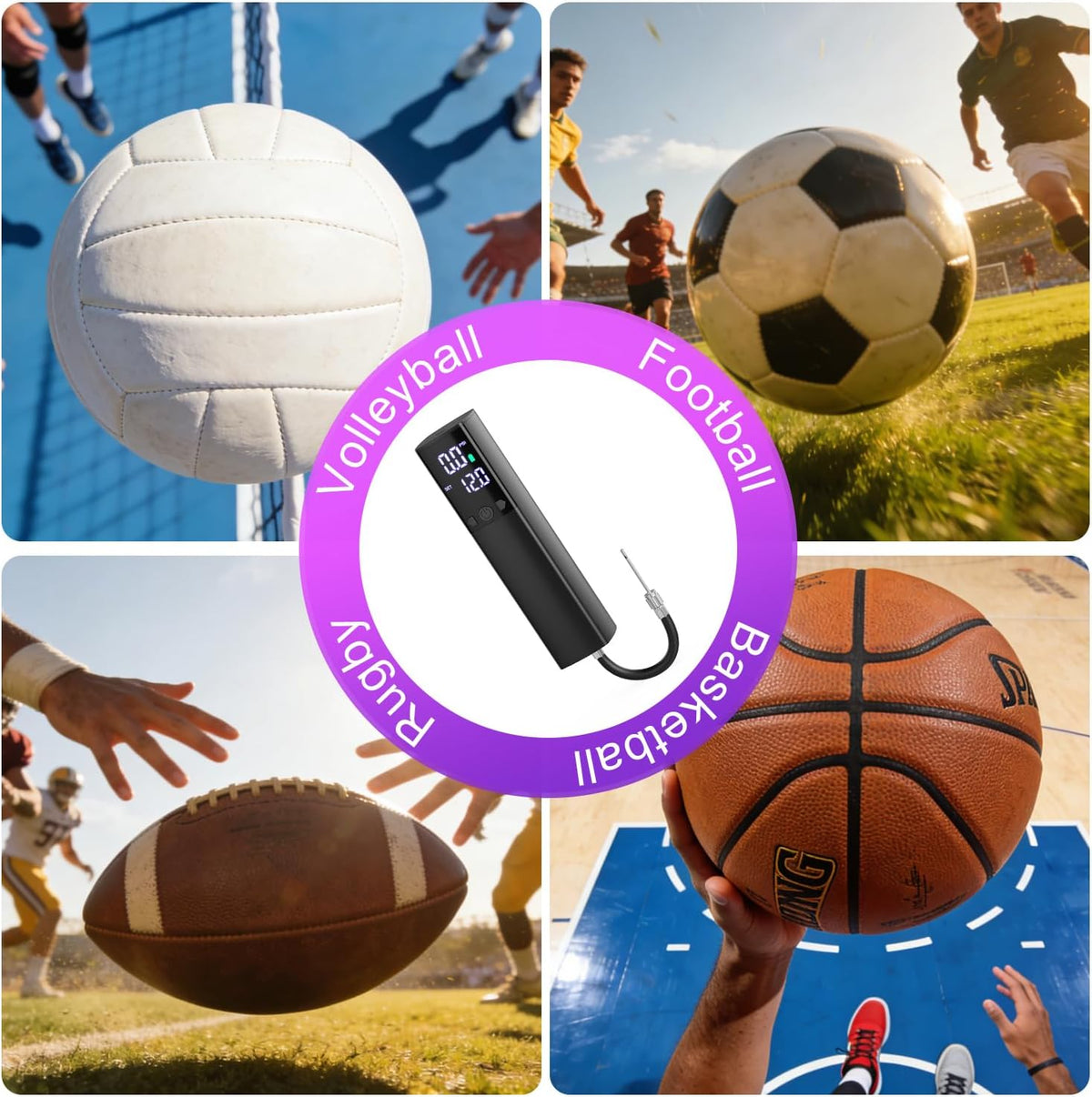 Motorenbau Bomba eléctrica para pelotas deportivas con pantalla LCD...
