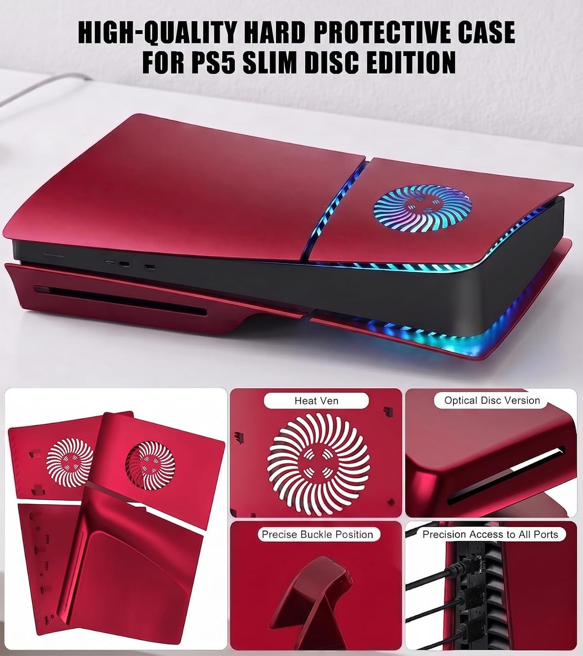arVin Placa frontal para PS5 Slim Disc Edition con accesorios de ve...