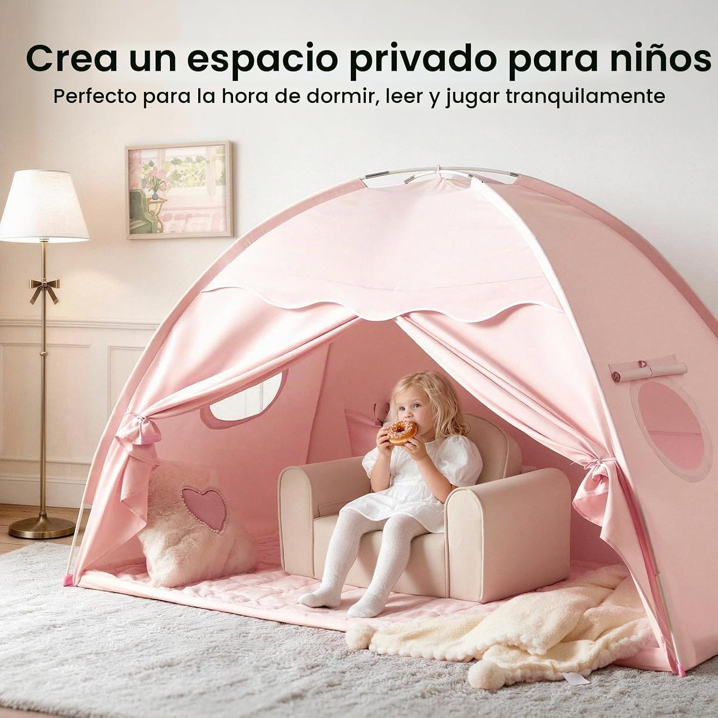 Tiny Land Tienda de campaña para cama individual para niños, tienda...