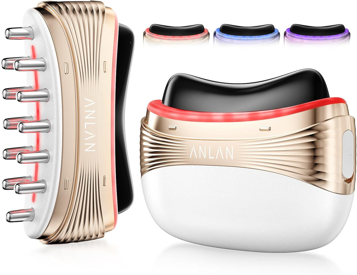 Herramienta eléctrica 2 en 1 PRO Gua Sha y peine de masaje para cue...