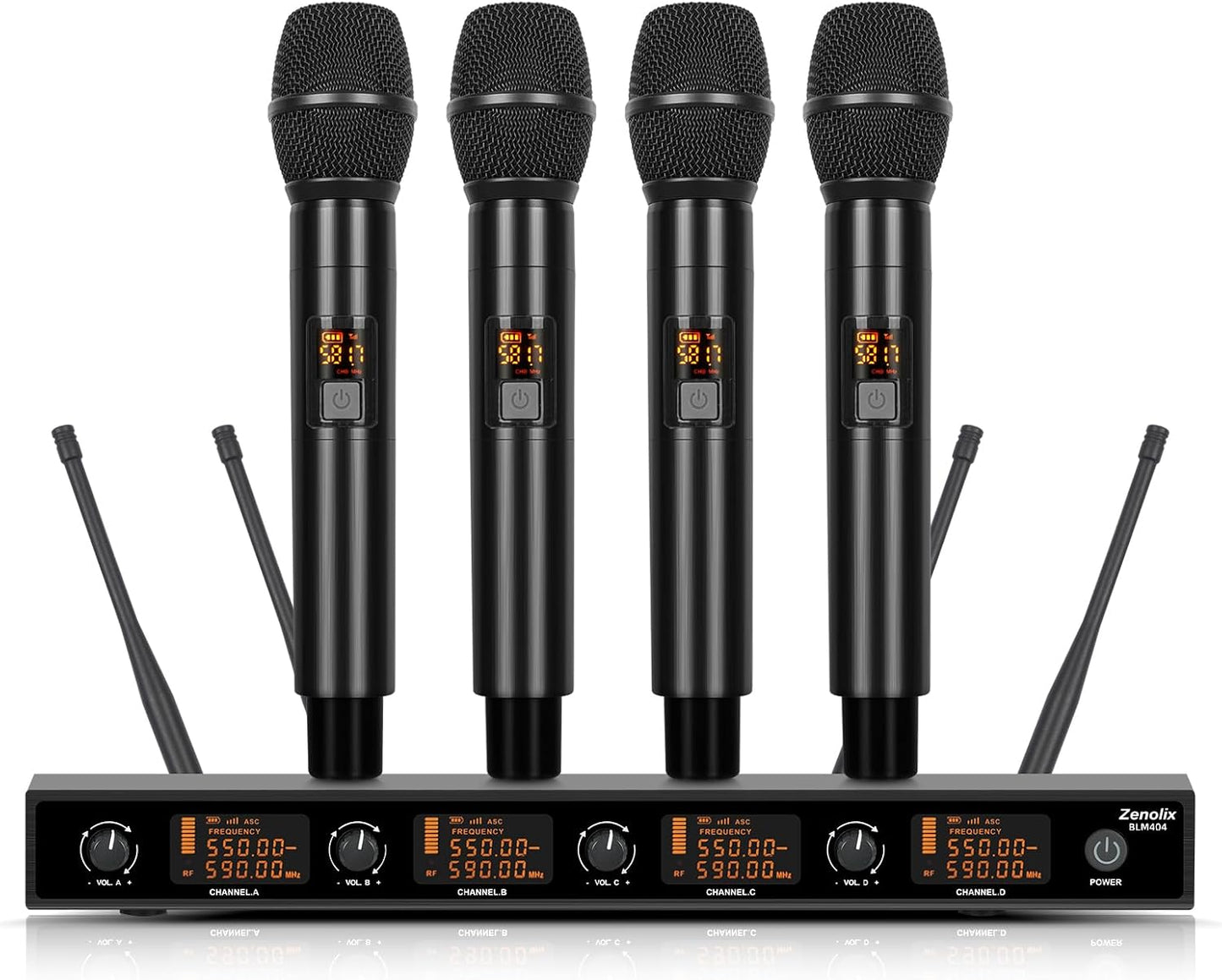 Zenolix Sistema de micrófono inalámbrico, 4 canales UHF metal inalá...