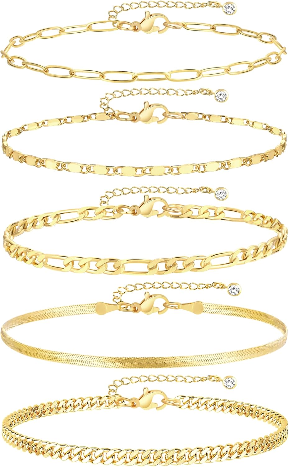 iF YOU Tobilleras de oro para mujer, chapadas en oro de 14 quilates...
