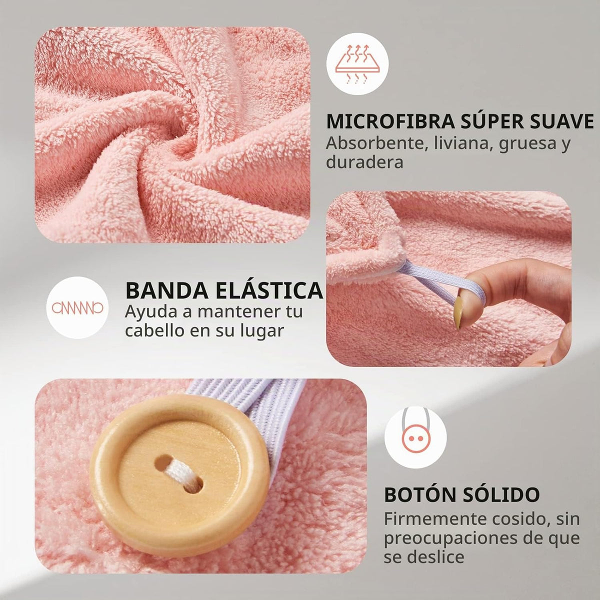 YFONG Paquete de 3 Toallas Envolventes de Microfibra para el Cabell...
