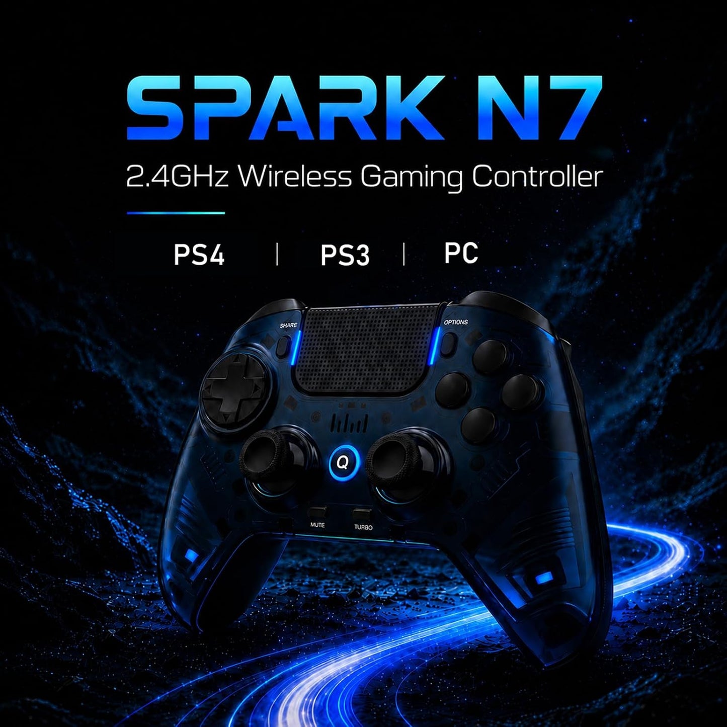 Mando inalámbrico QRD Spark N7 de 2,4 Ghz para PS4\/PS3\/PC | Efect...