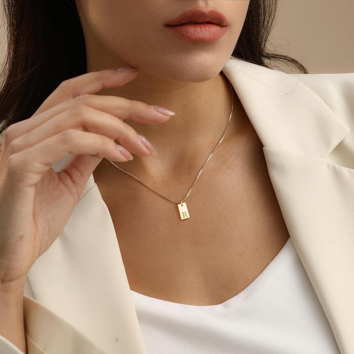 Collares con letra inicial para mujer, chapados en oro de 14 quilat...
