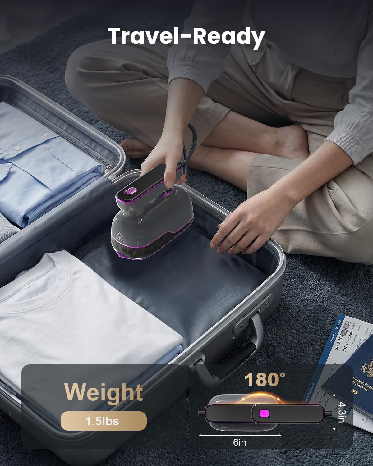 GREENYEE Plancha vaporera de viaje para ropa, plancha de vapor port...