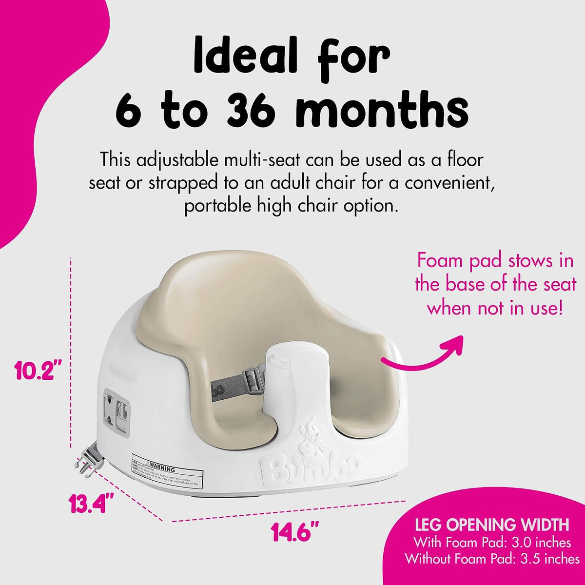 Bumbo Asiento Múltiple 3 en 1 para 6 a 36 Meses, Asiento de Piso de...
