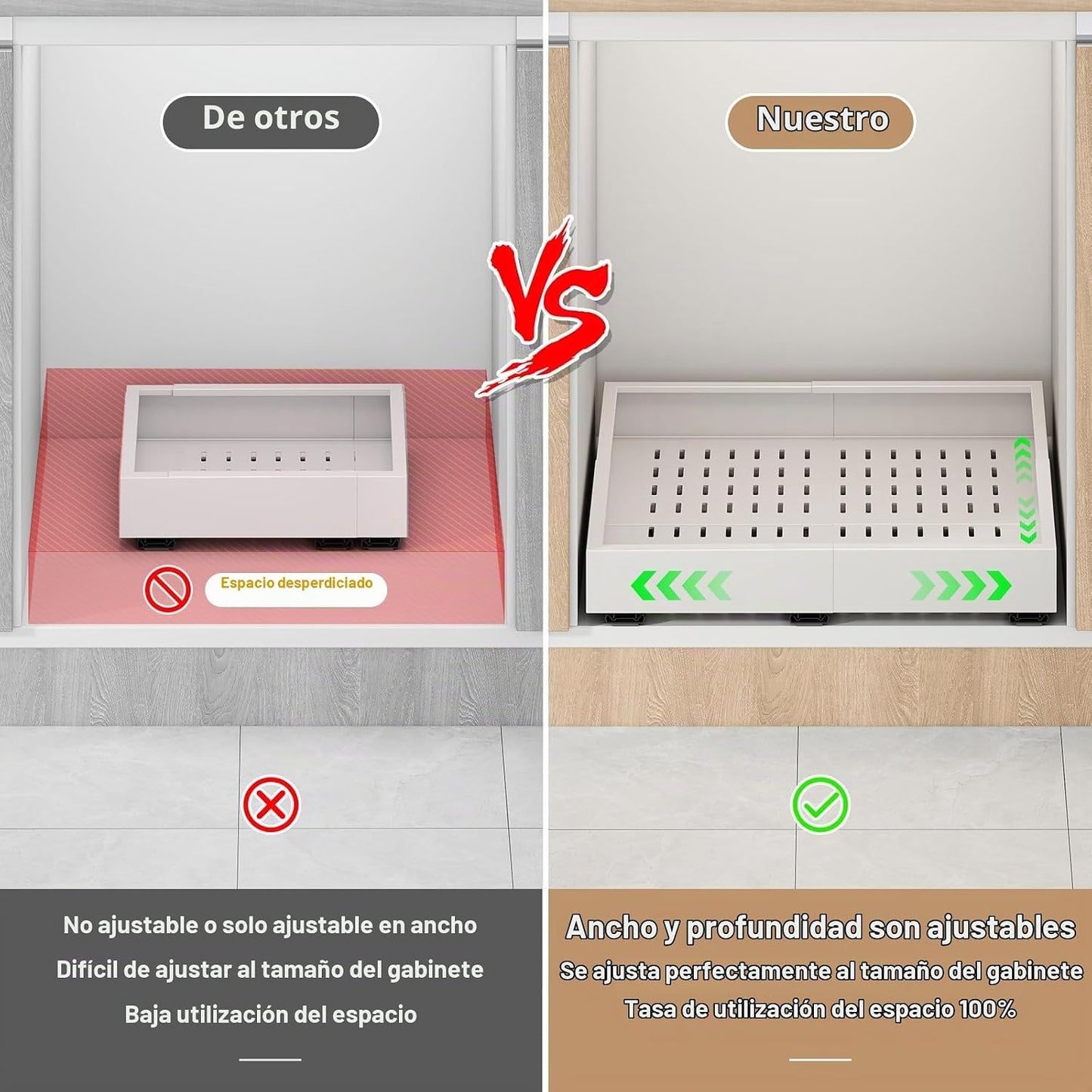 Organizador de Cajones Extraíbles para Gabinetes, Ancho Expandible...