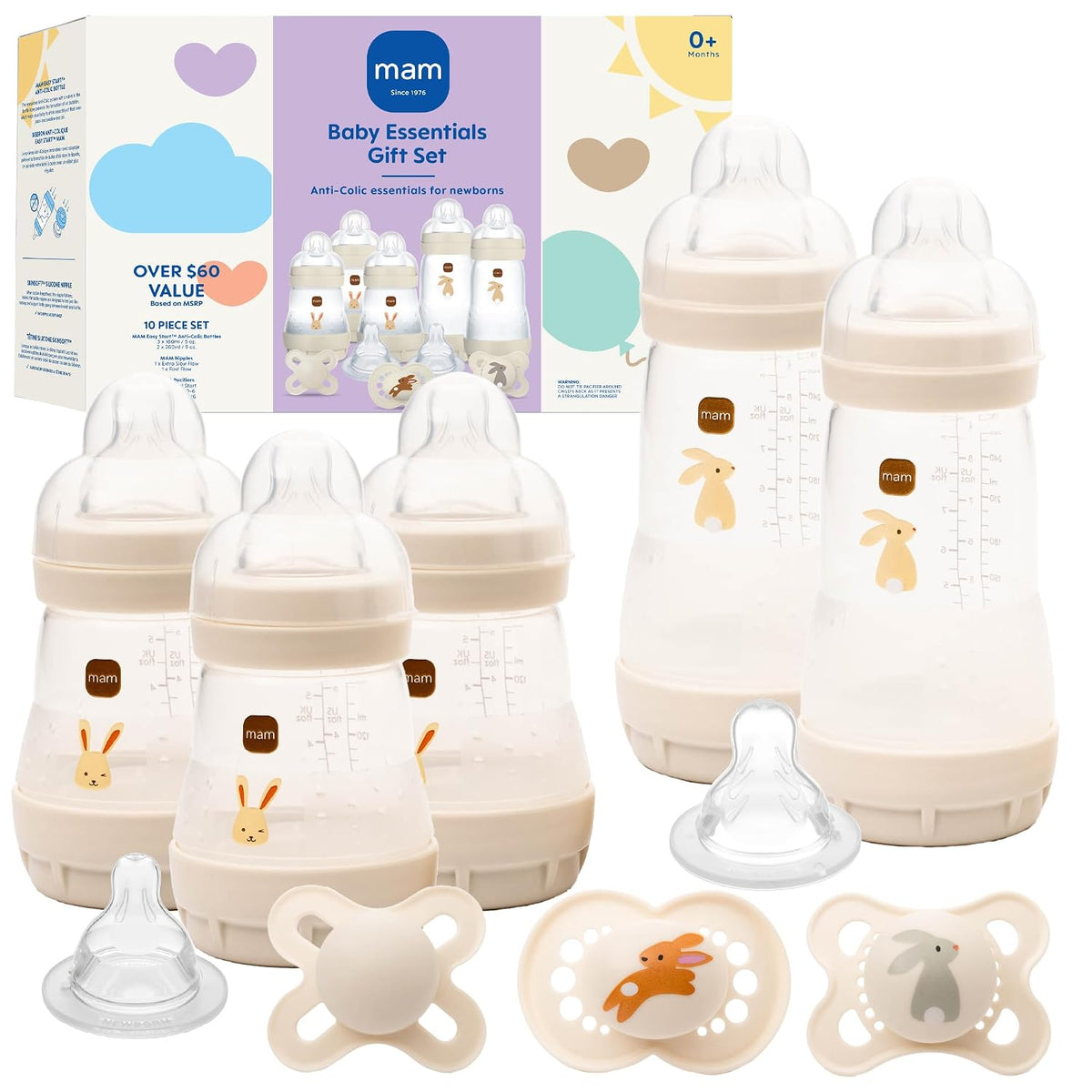MAM Easy Start - Juego de 5 biberones y 3 chupetes anticólicos para...