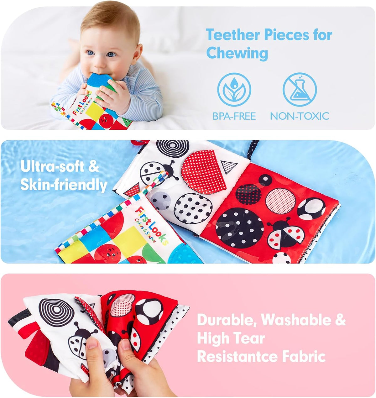 hahaland Baby Books - Juguetes para bebés de 0 a 6 meses, 2 unidade...