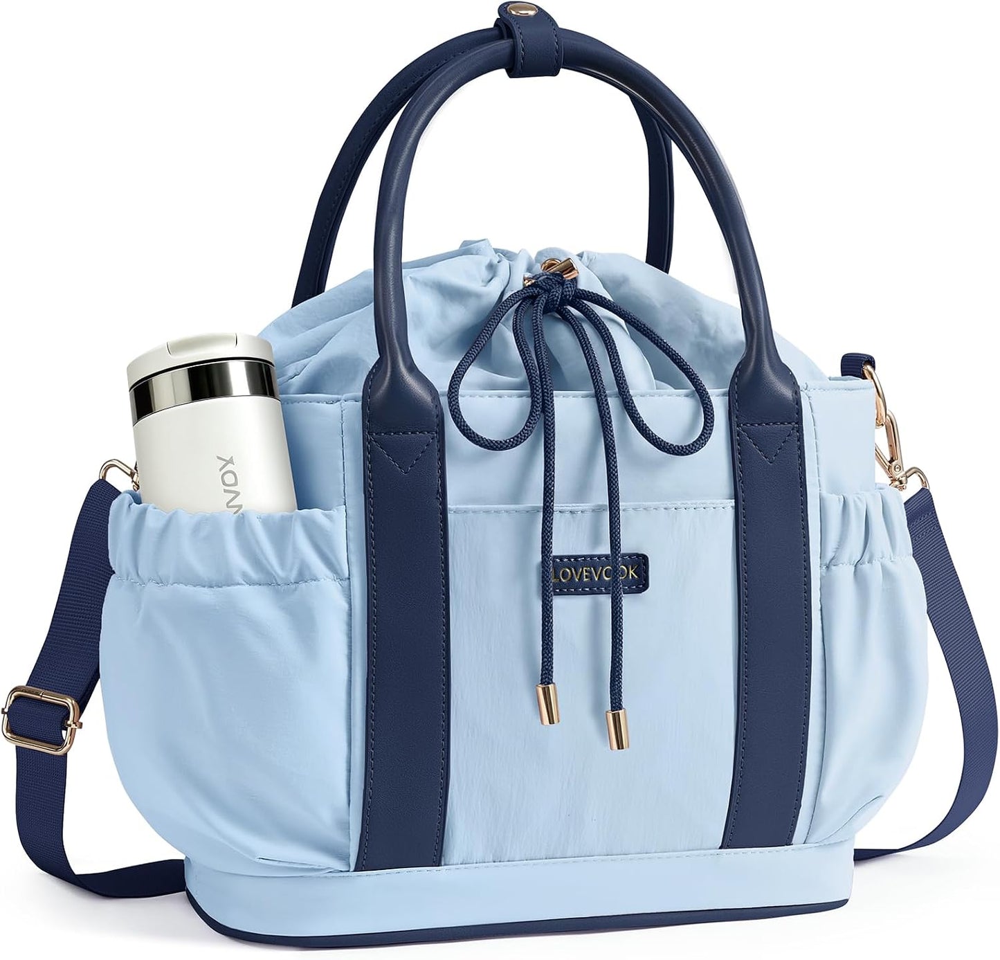 LOVEVOOK Drawstring Insulated Lunch Bag Women,Adult Lunch Box,Blue...
