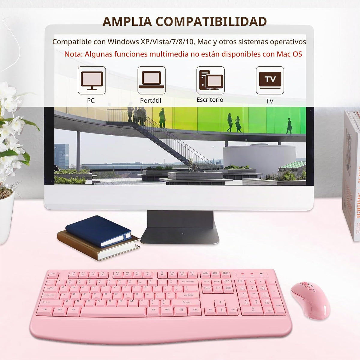 EDJO - Combo de teclado y mouse inalámbricos, USB Plug &amp; Play (...