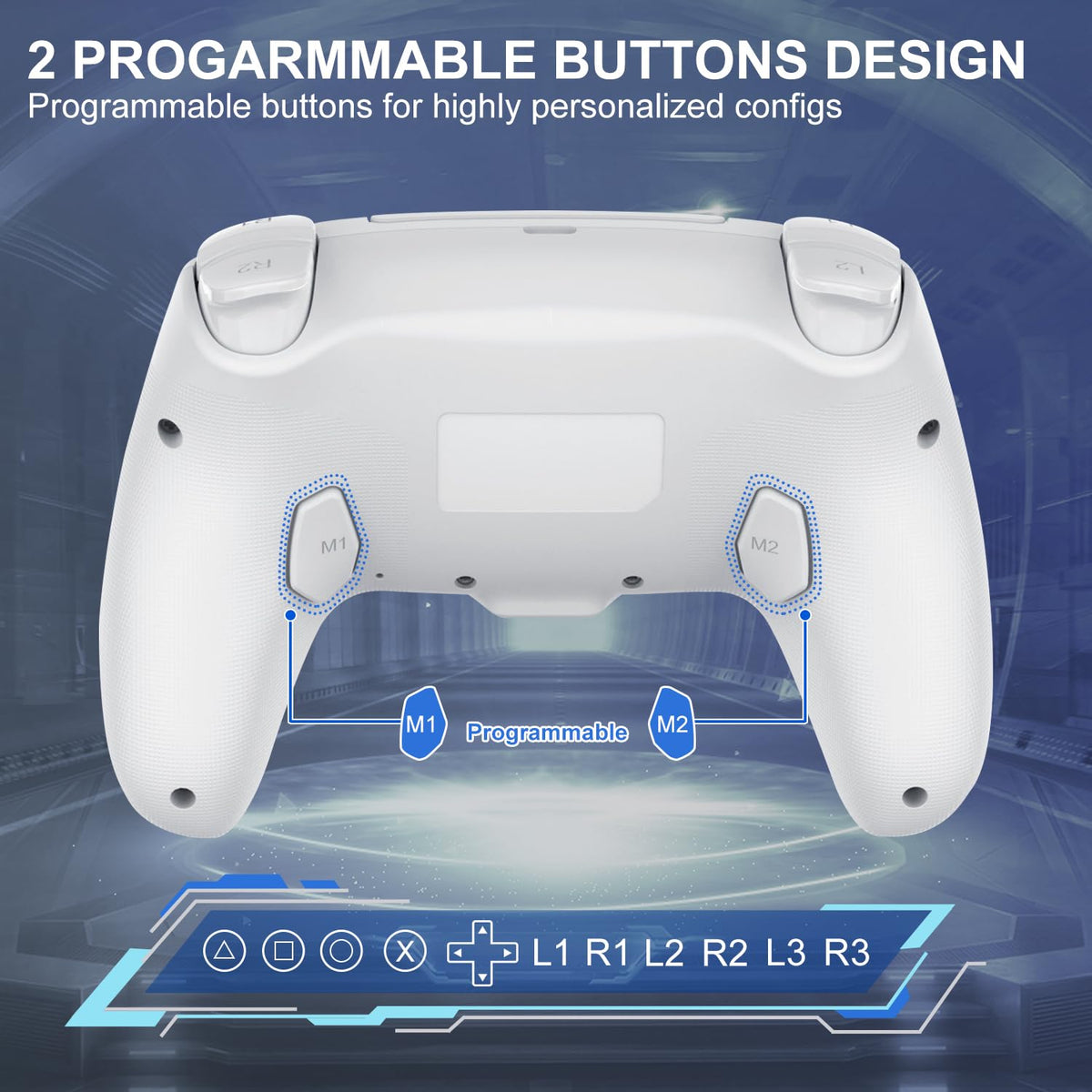 Controlador PS5 inalámbrico, Compatible con PS5 Pro\/Slim\/PC, Dobl...