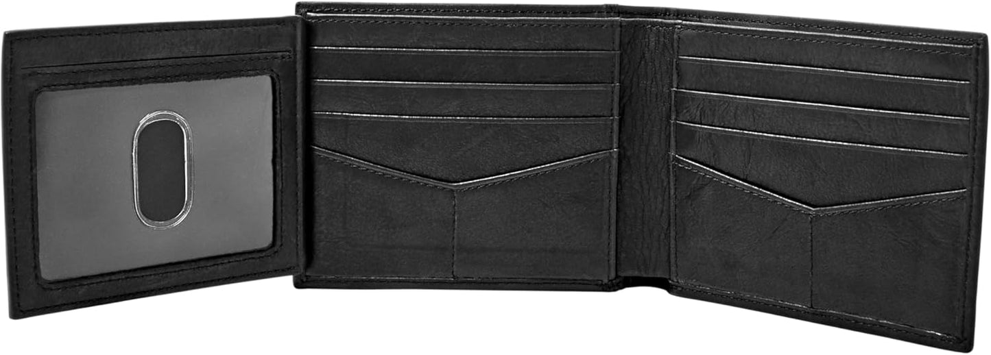 Fossil Cartera de hombre de cuero Ingram de doble pliegue con bloqu...