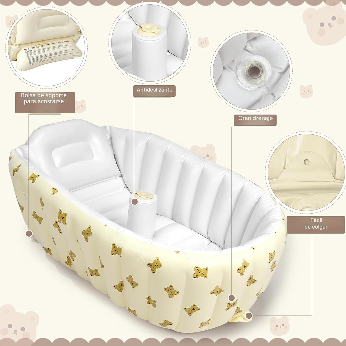 Mink Bañera para recién nacidos a niños pequeños, bañera inflable p...