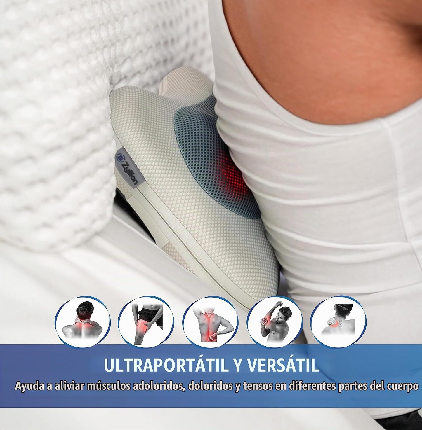 Masajeador Shiatsu de espalda y cuello Zyllion con calor - Almohada...