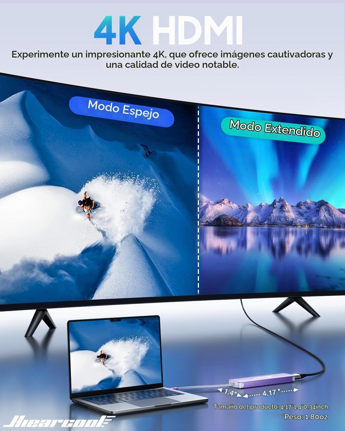 Hiearcool - Hub USB C 7 en 1, compatible con MacBook, color morado...