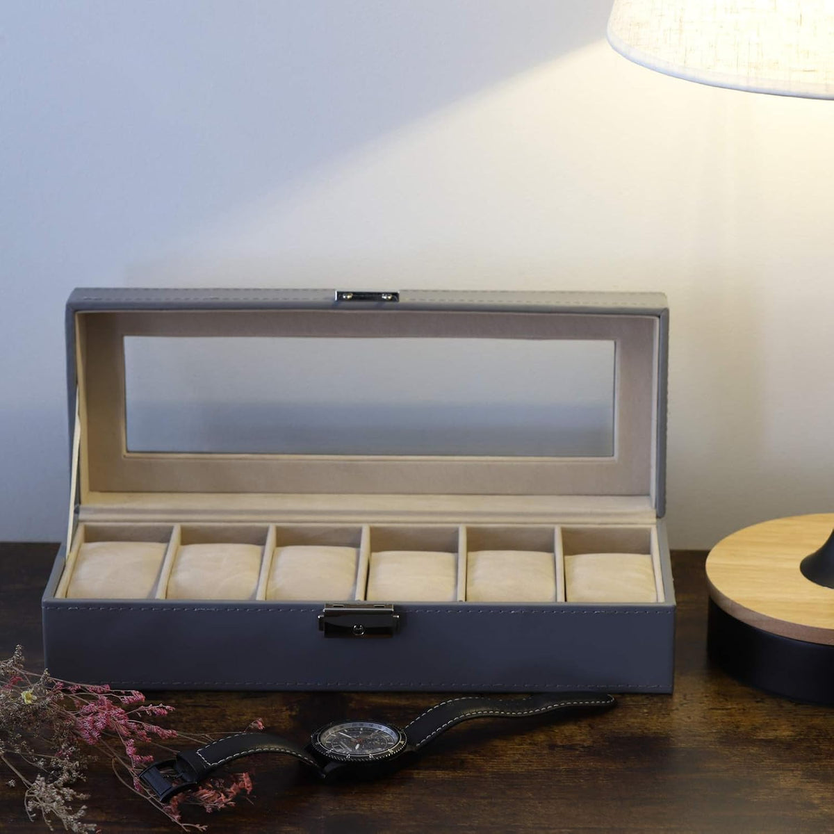 NEX Caja de reloj, Caja organizadora de 6 ranuras para relojes de c...