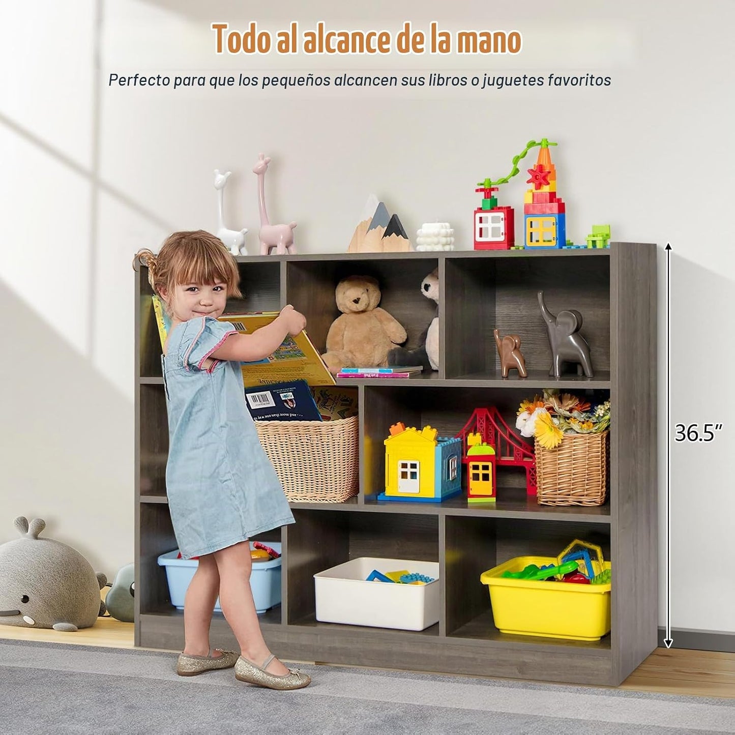 Costzon Estantería de 3 estantes para niños, organizador de almacen...