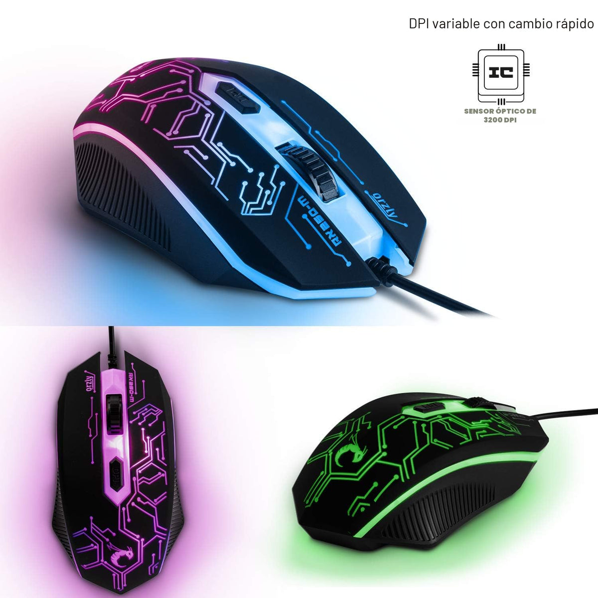 Teclado y mouse para juegos, alfombrilla para mouse y auriculares p...
