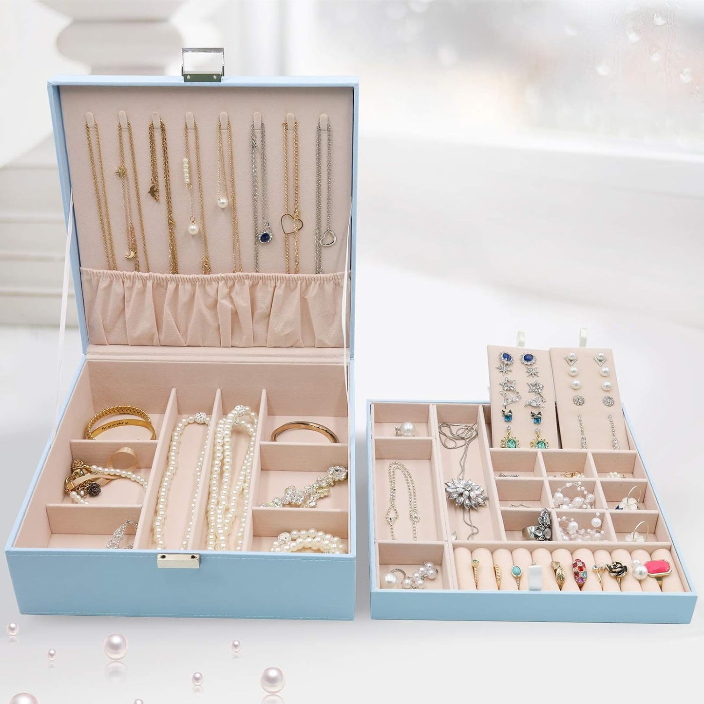 ProCase Caja de Joyas para Mujeres, 2 Capas Organizador de Joyas de...