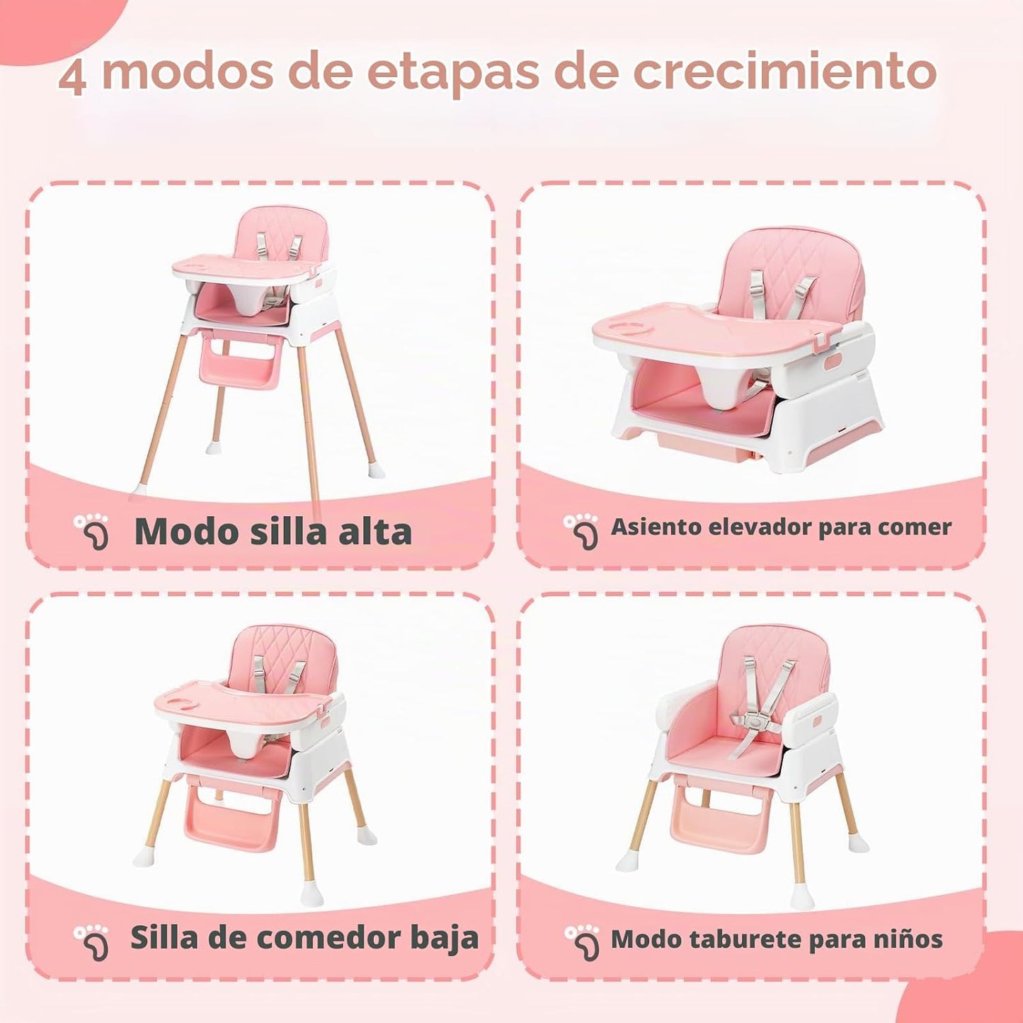 JOYMOR Silla alta 5 en 1 para bebés y niños pequeños, silla alta po...