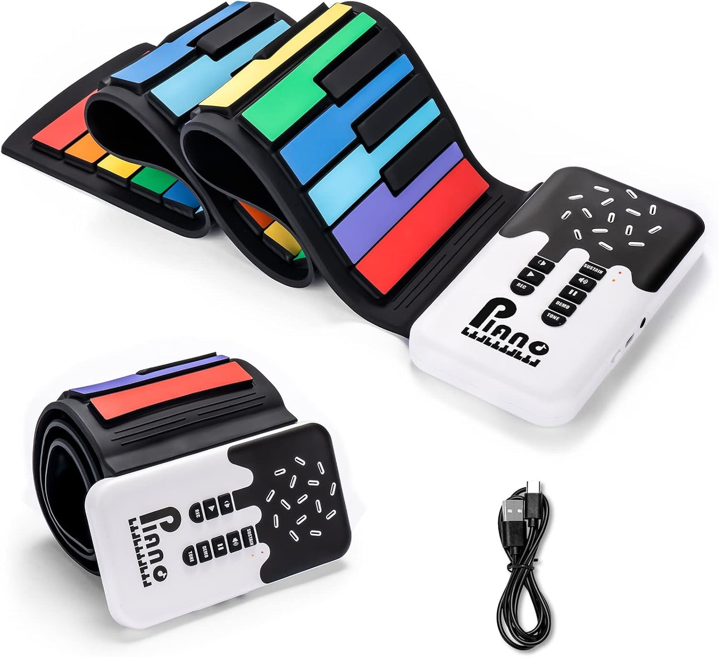 POGOLAB Piano de teclado enrollable de 49 teclas, teclado plegable...