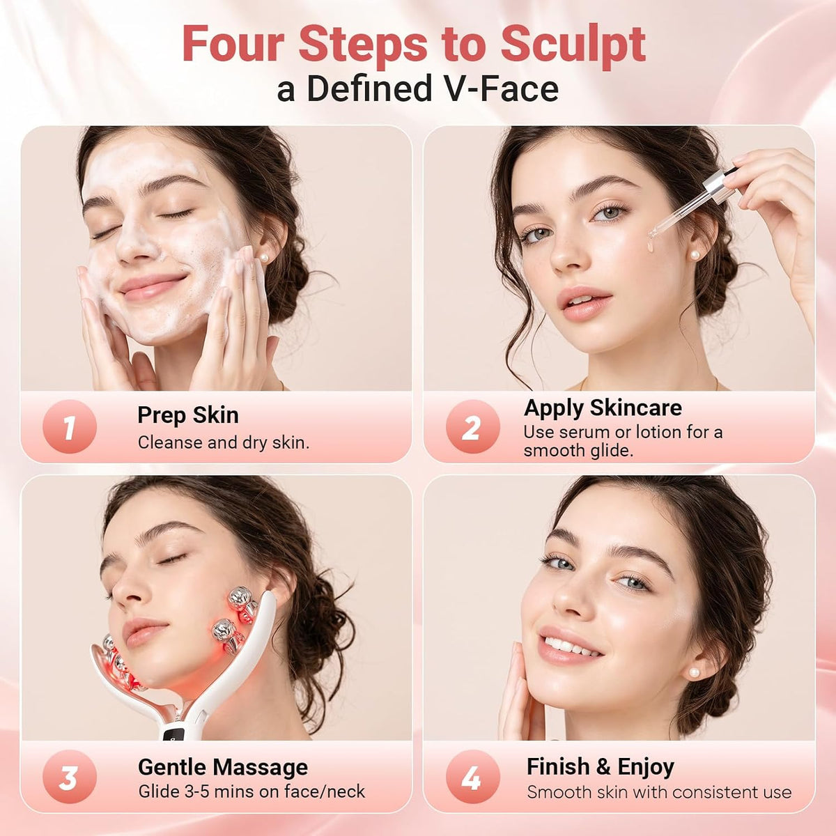 PEMUCEN Masajeador facial, rodillo facial Tmj y masajeador de mandí...