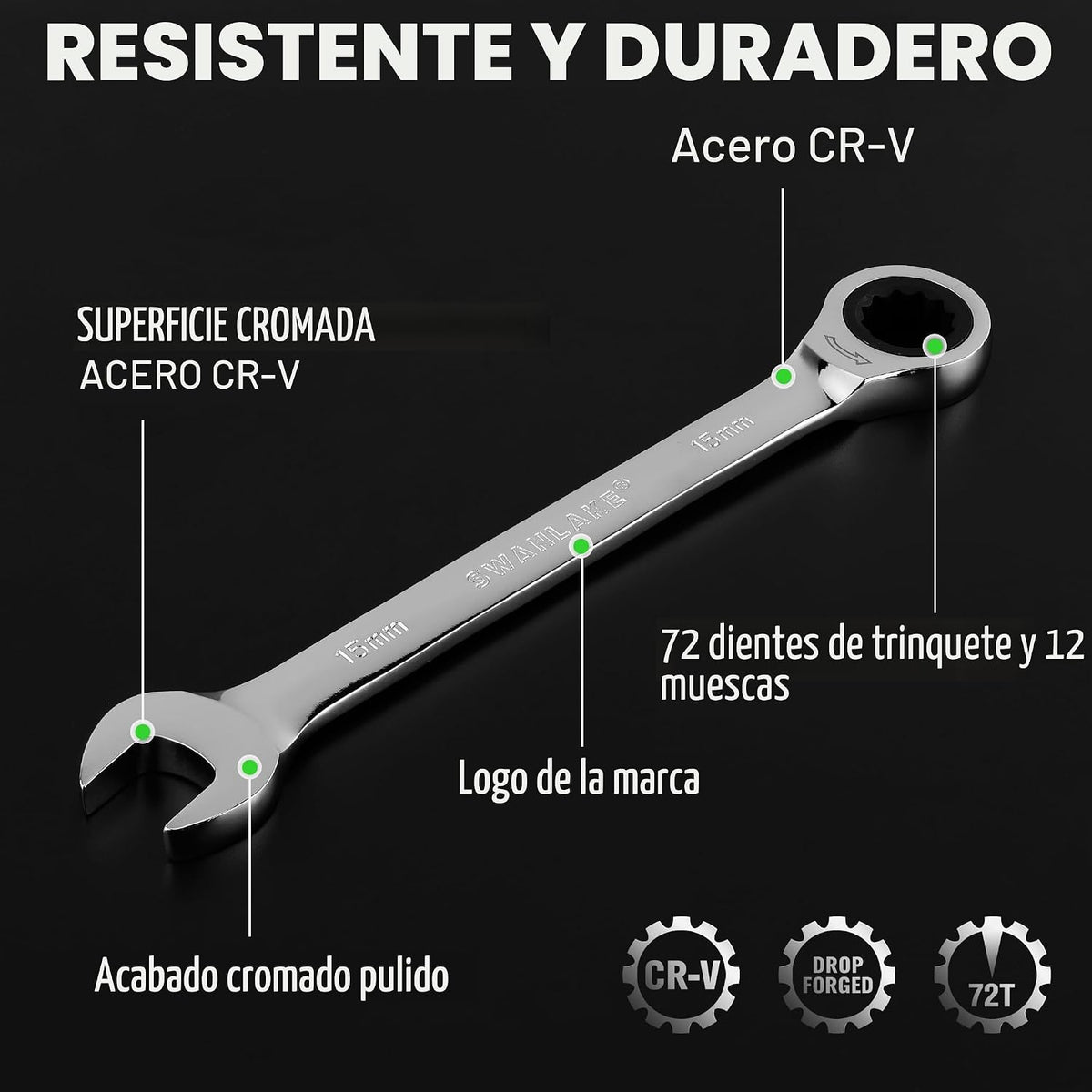 Juego de llaves de trinquete de 12 piezas, juego de llaves combinad...