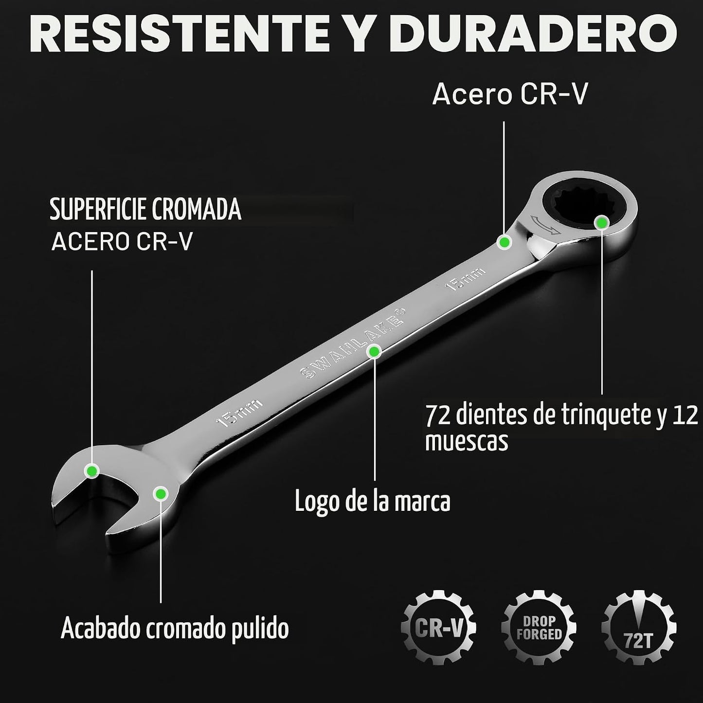 Juego de llaves de trinquete combinadas de 24 piezas, métricas (6-1...