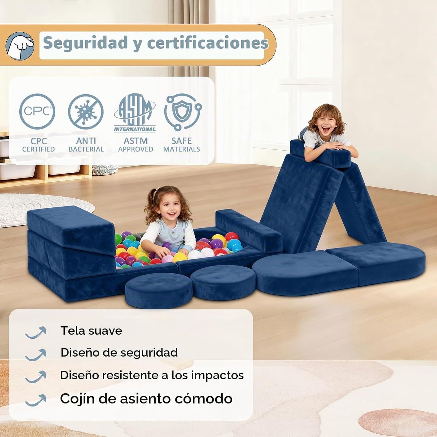 Decmuerx Sofá modular de juego para niños, 12 piezas, sofá modular...
