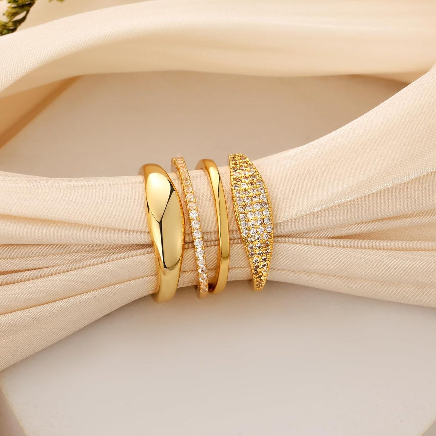 TOBENY Anillos de oro apilables para mujer sin deslustre, delicados...