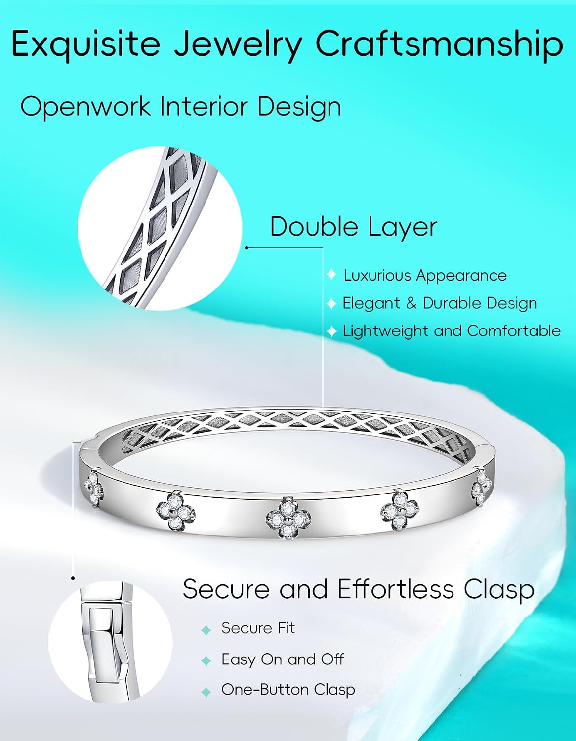TIMELESSTAR Pulseras de trébol para mujer, hipoalergénicas, moissan...