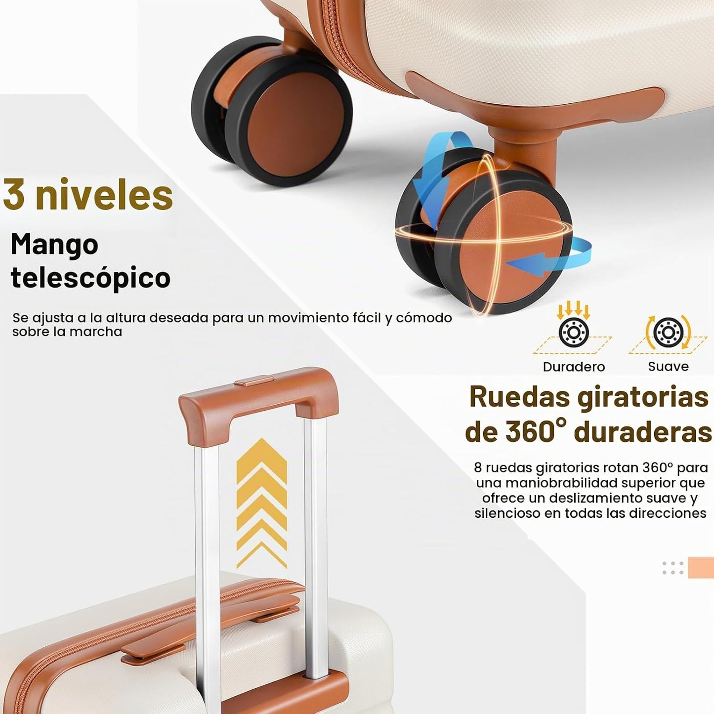 Velaybor Juego de equipaje de mano de 20 pulgadas de 3 piezas con m...