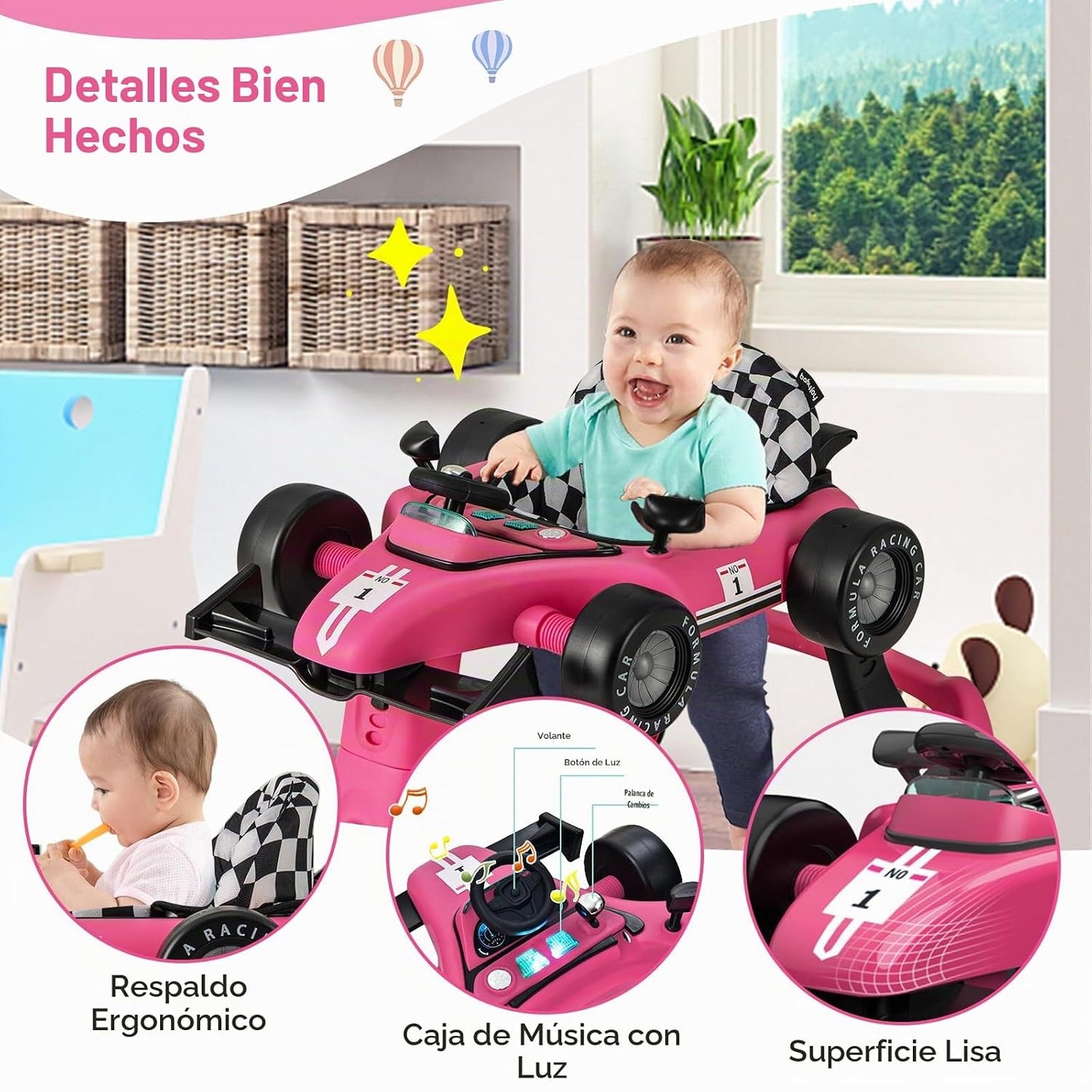 BABY JOY Andador de bebé 4 en 1, Andador de actividad plegable con...