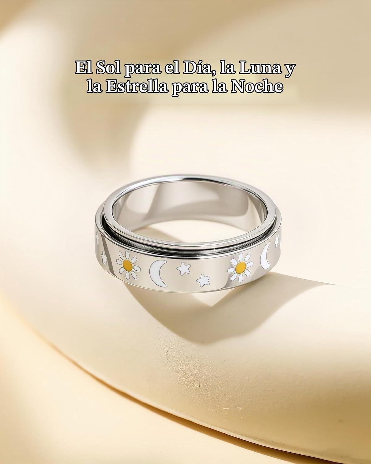 Anillo giratorio silencioso de acero inoxidable para mujer, regalo...