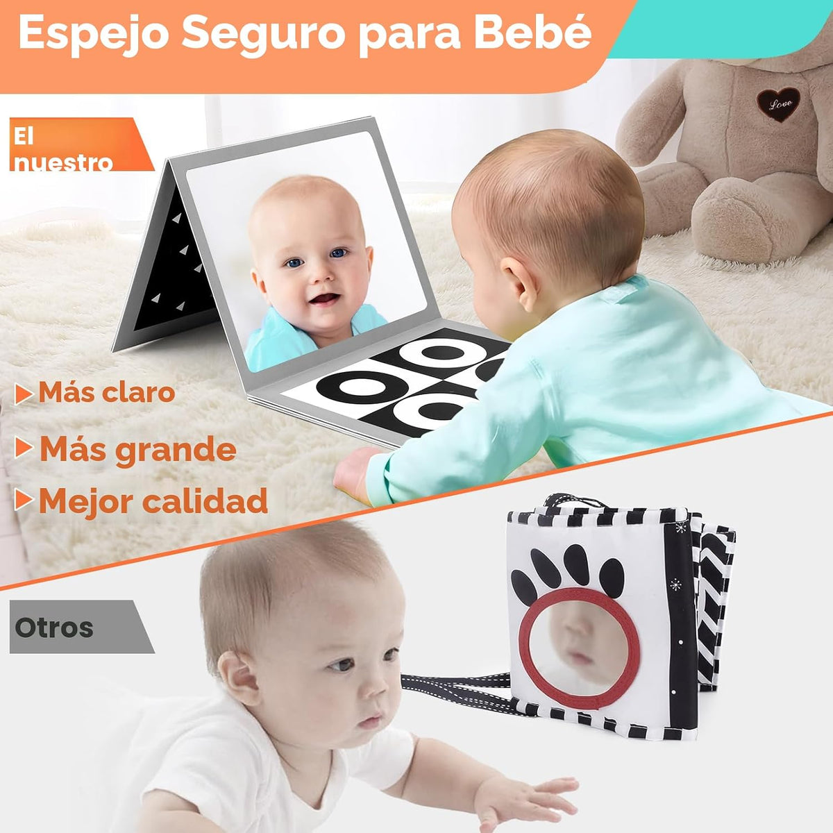 Tarjetas Flash de Libros para Bebés en Blanco y Negro de Alto Contr...