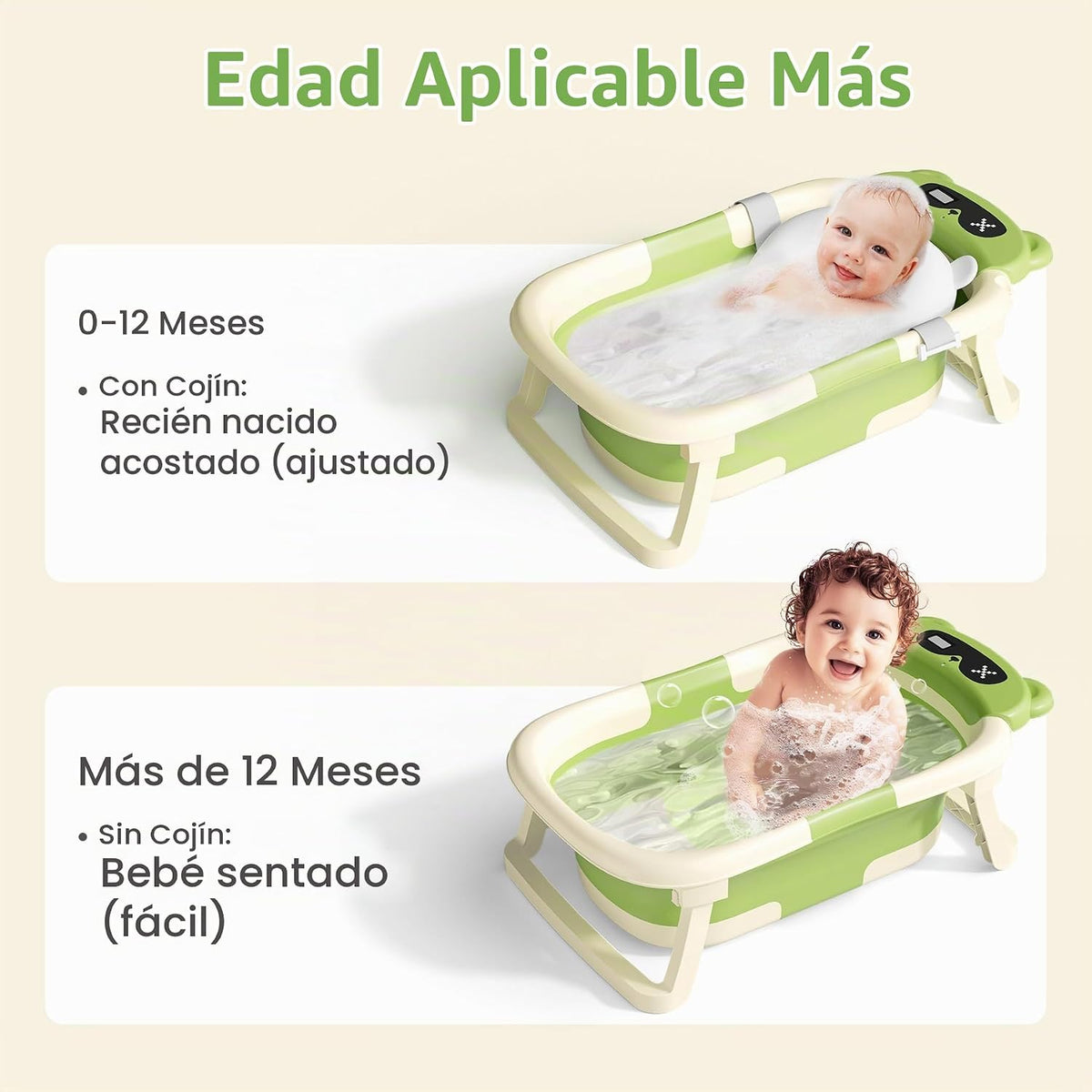 Kerbwry Bañera plegable para bebés recién nacidos y niños pequeños...