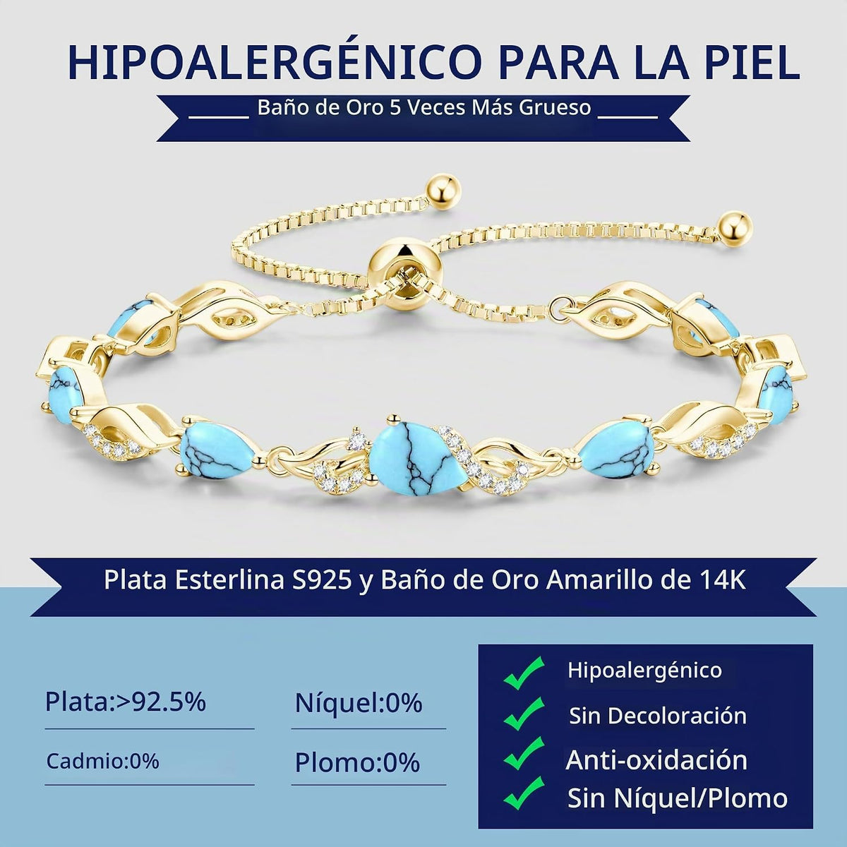 FANCIME Pulsera de tenis ajustable con piedra natal para mujer | Di...