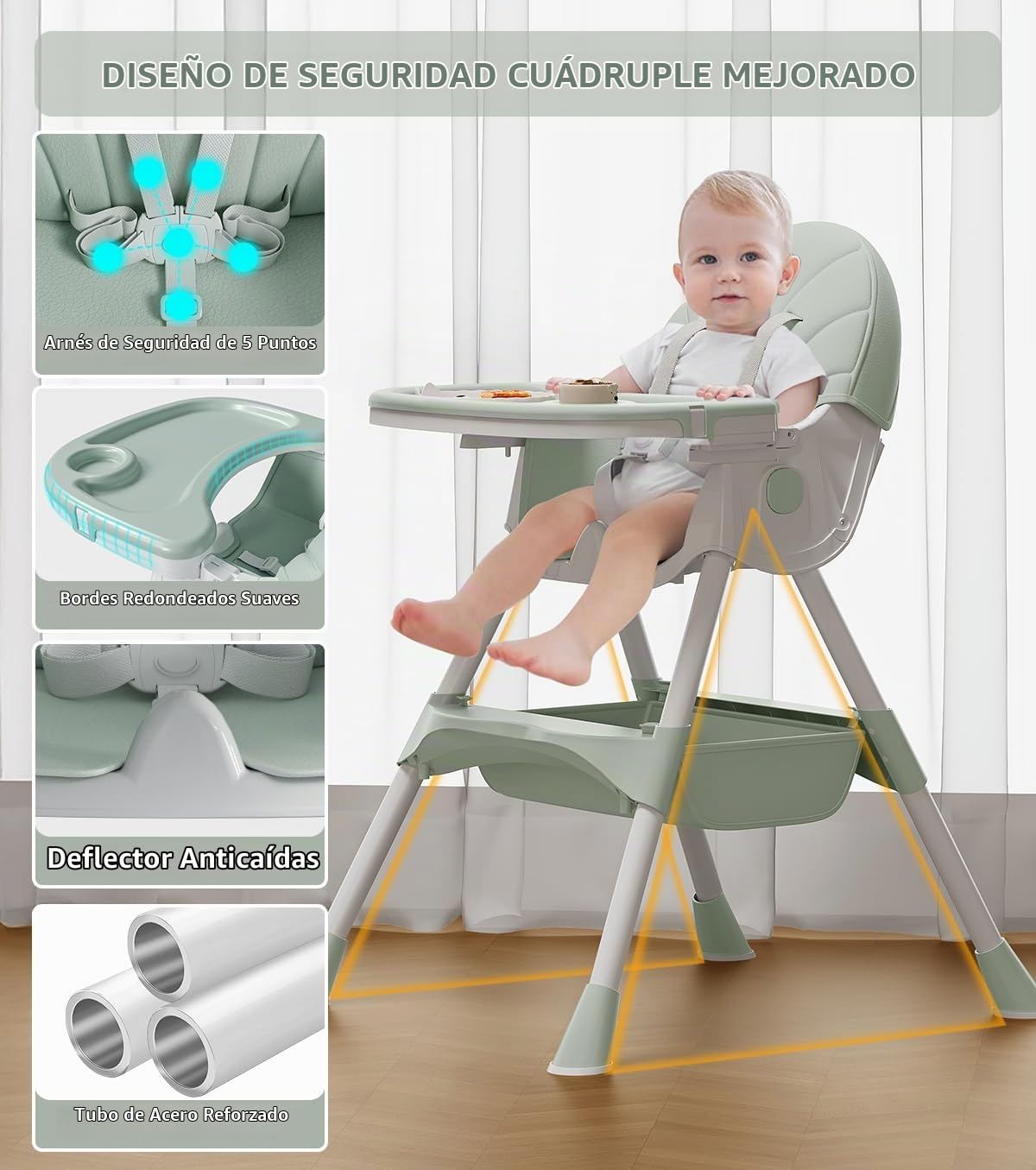 Silla alta para bebé, sillas altas 5 en 1 para bebés y niños pequeñ...