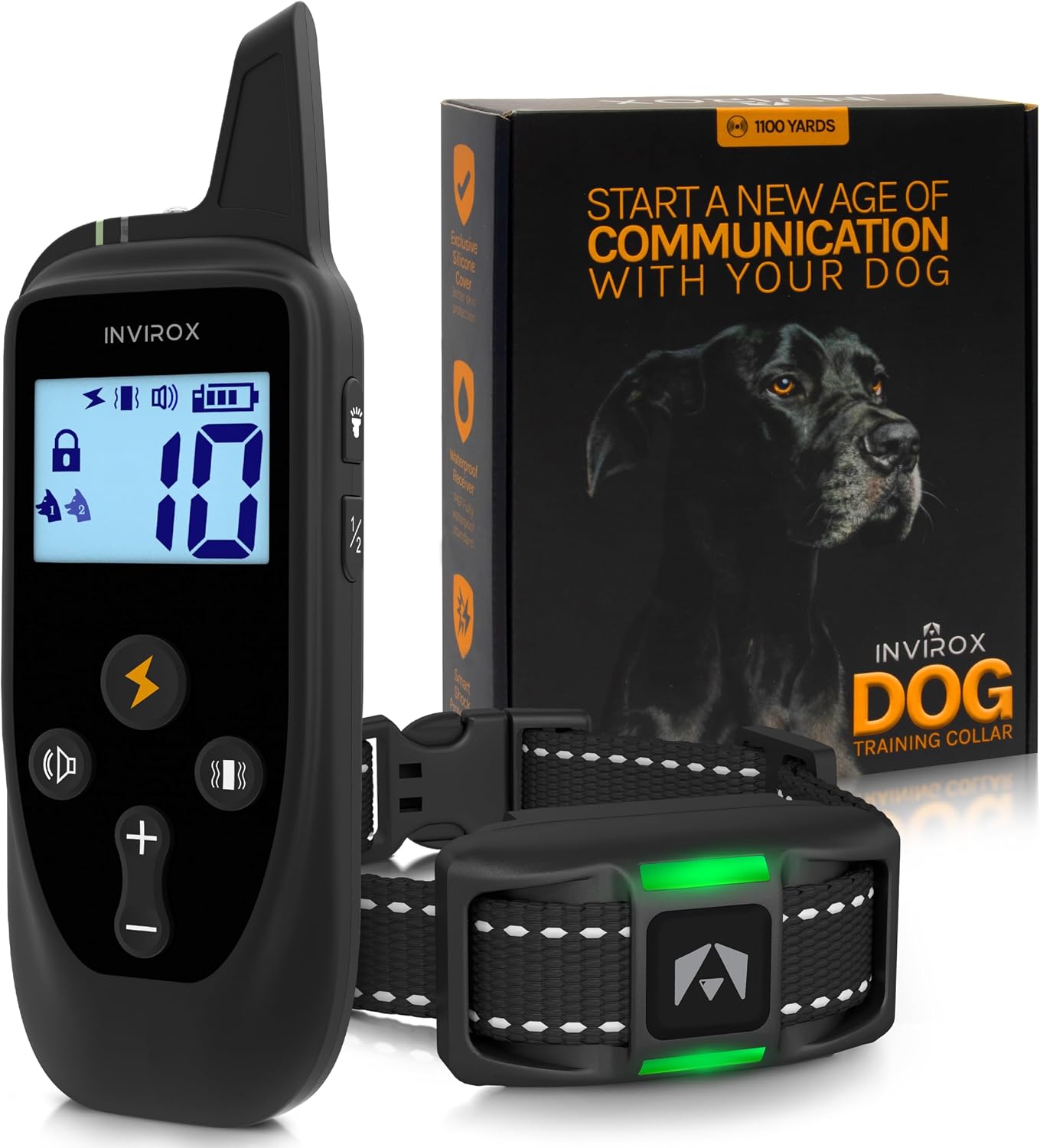 INVIROX Collar de entrenamiento para perros con control remoto, col...