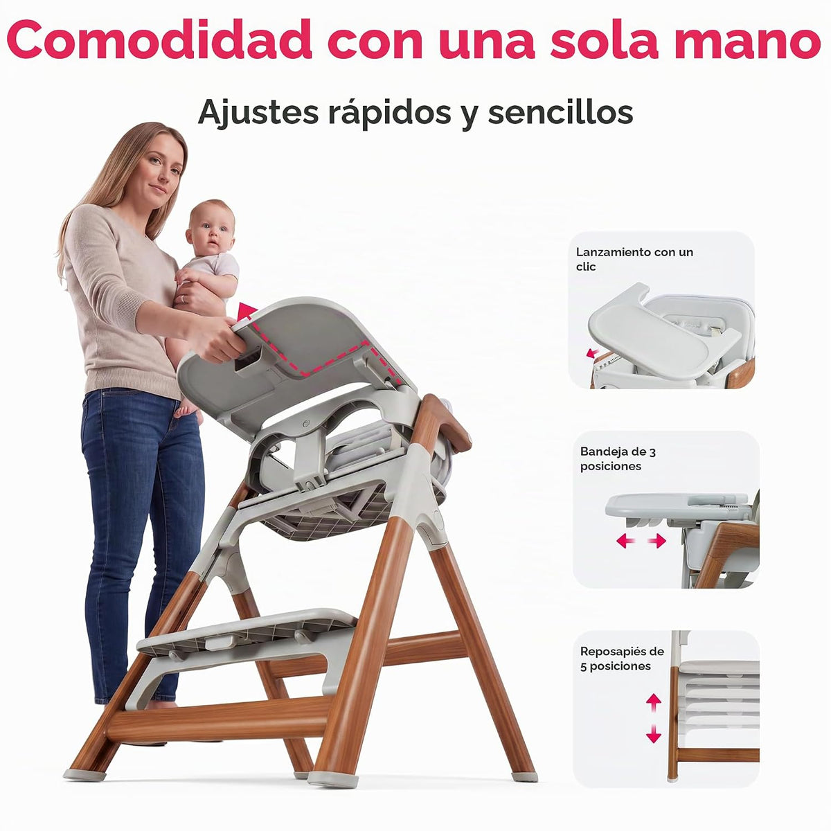 SYNCFUN Silla alta convertible para bebé, sillas altas plegables pa...