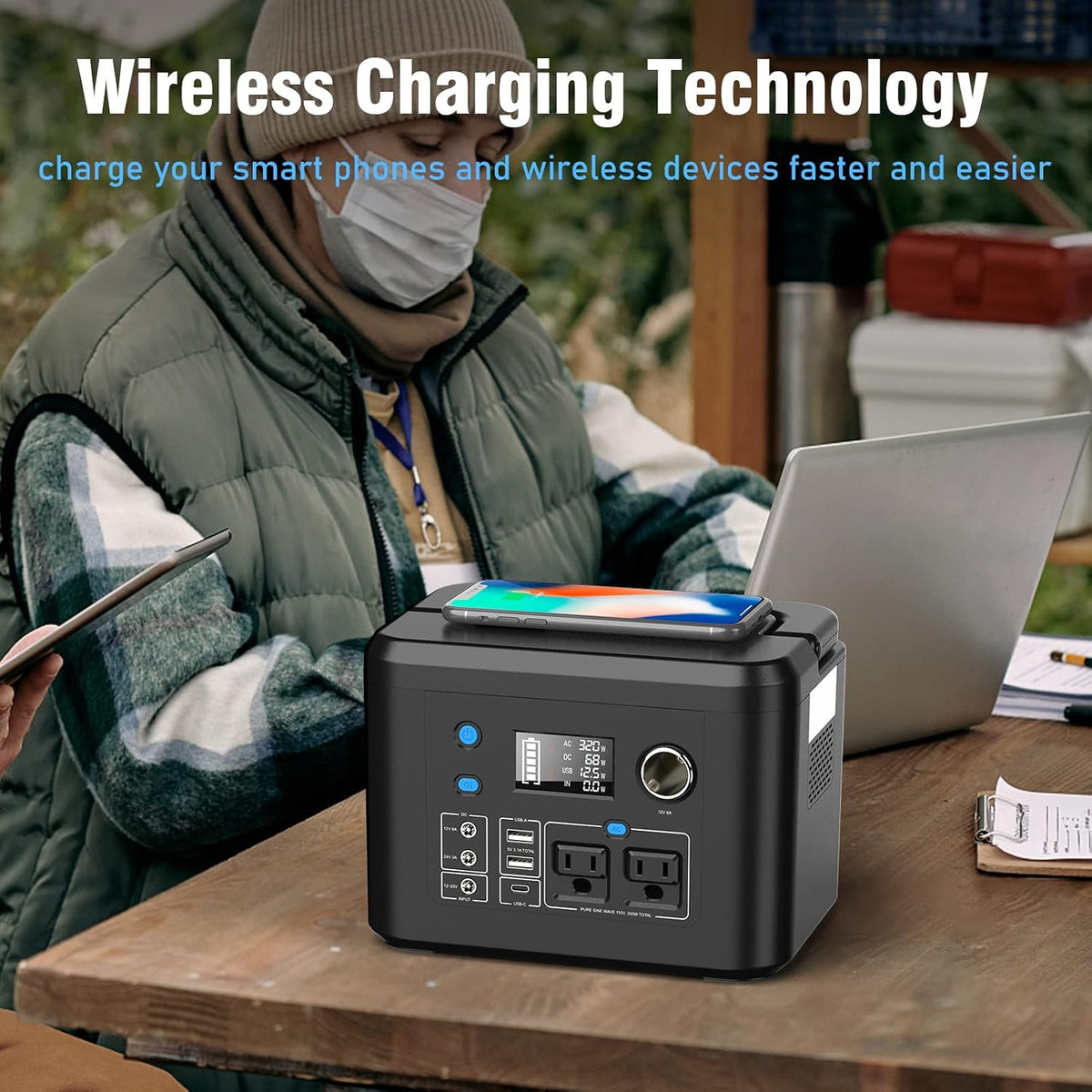central eléctrica portátil 350W, generador solar del litio 260Wh pa...