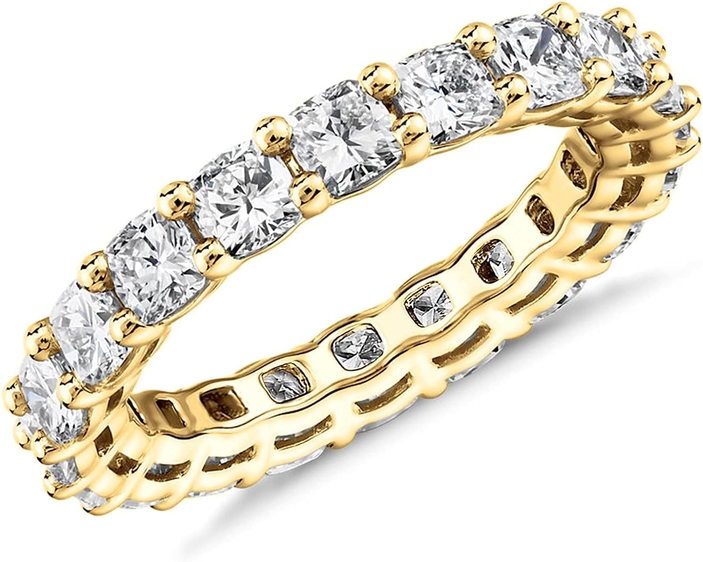 PAVOI Anillo de eternidad chapado en oro de 14 quilates para mujer...