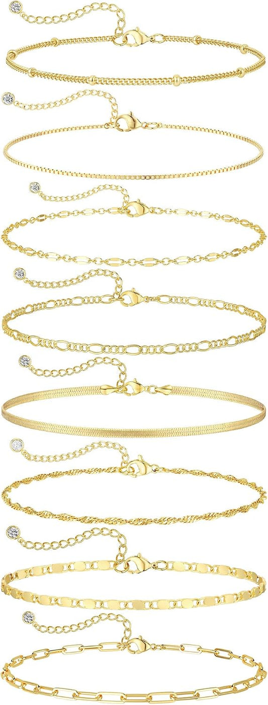 BERISO Pulseras de oro para mujer, elegante pulsera ajustable chapa...