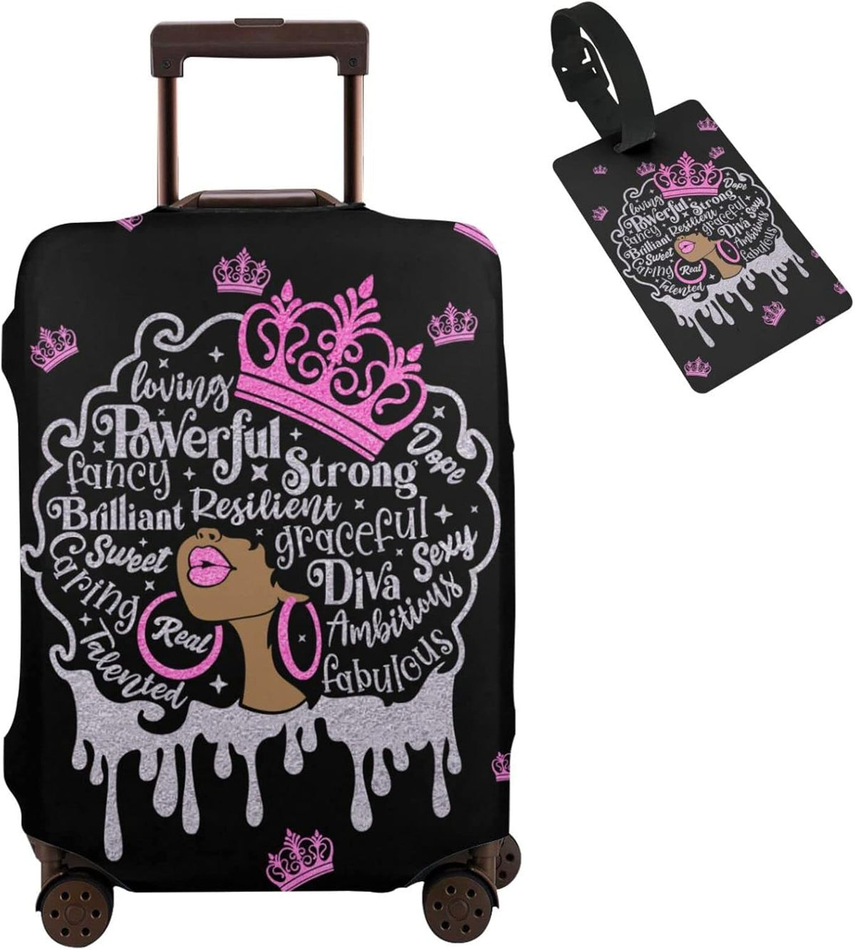 Hepmant Protector de maleta de viaje para mujer afroamericana, elás...