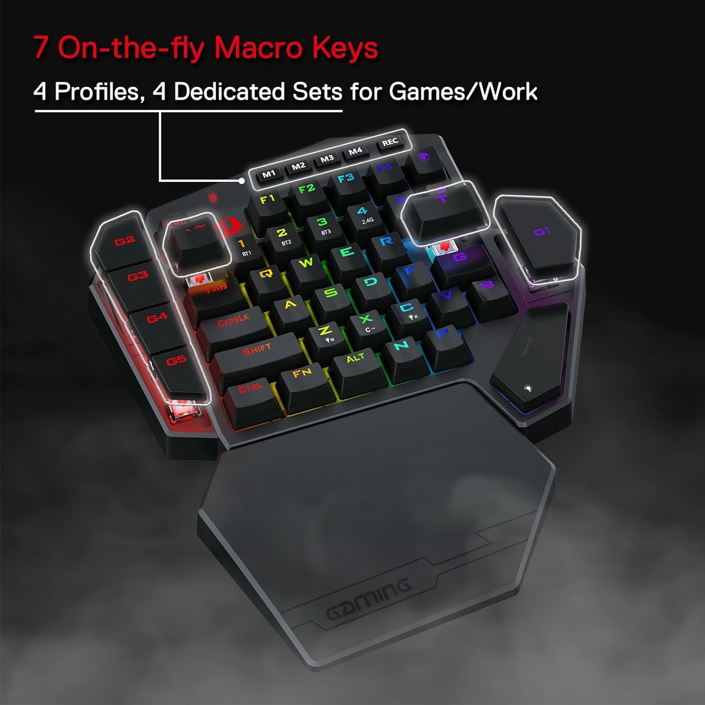 Redragon K585 PRO Teclado mecánico inalámbrico con una sola mano, 4...