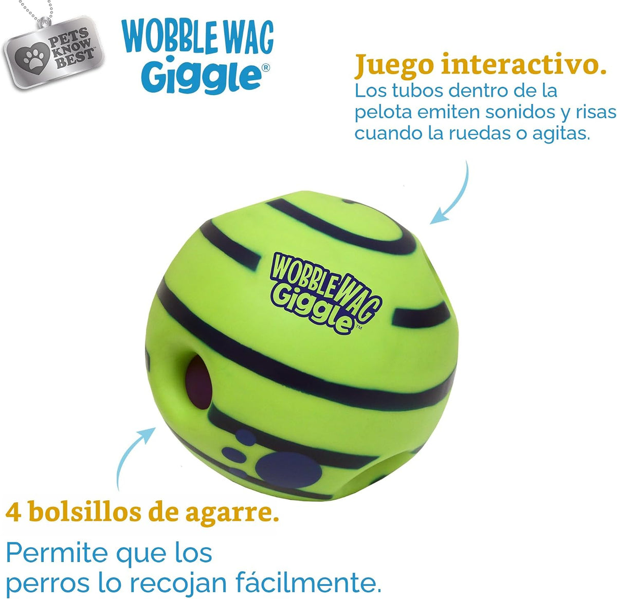 Perro de juguete, Wobble WAG Giggle Balón, M, Verde