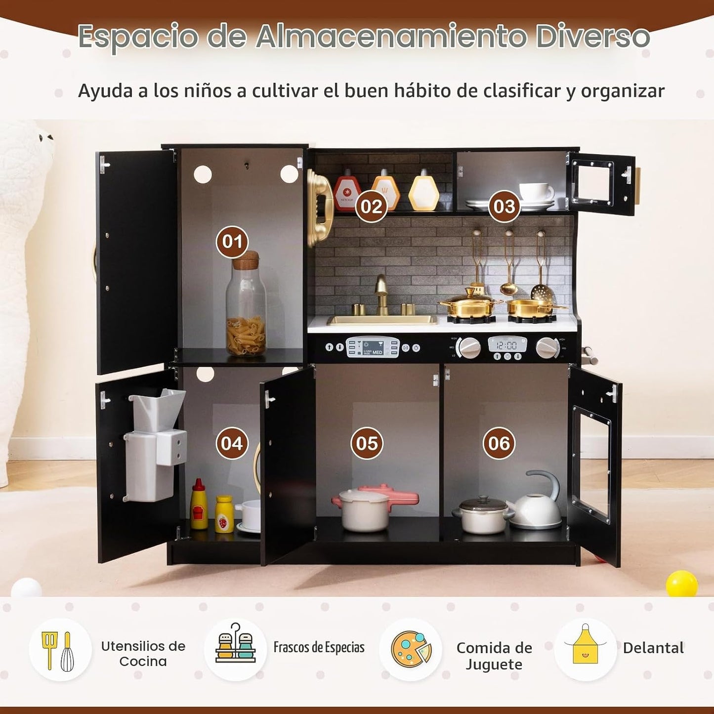 HONEY JOY Juego de Cocina para Niños, Conjunto de Cocina de Juguete...