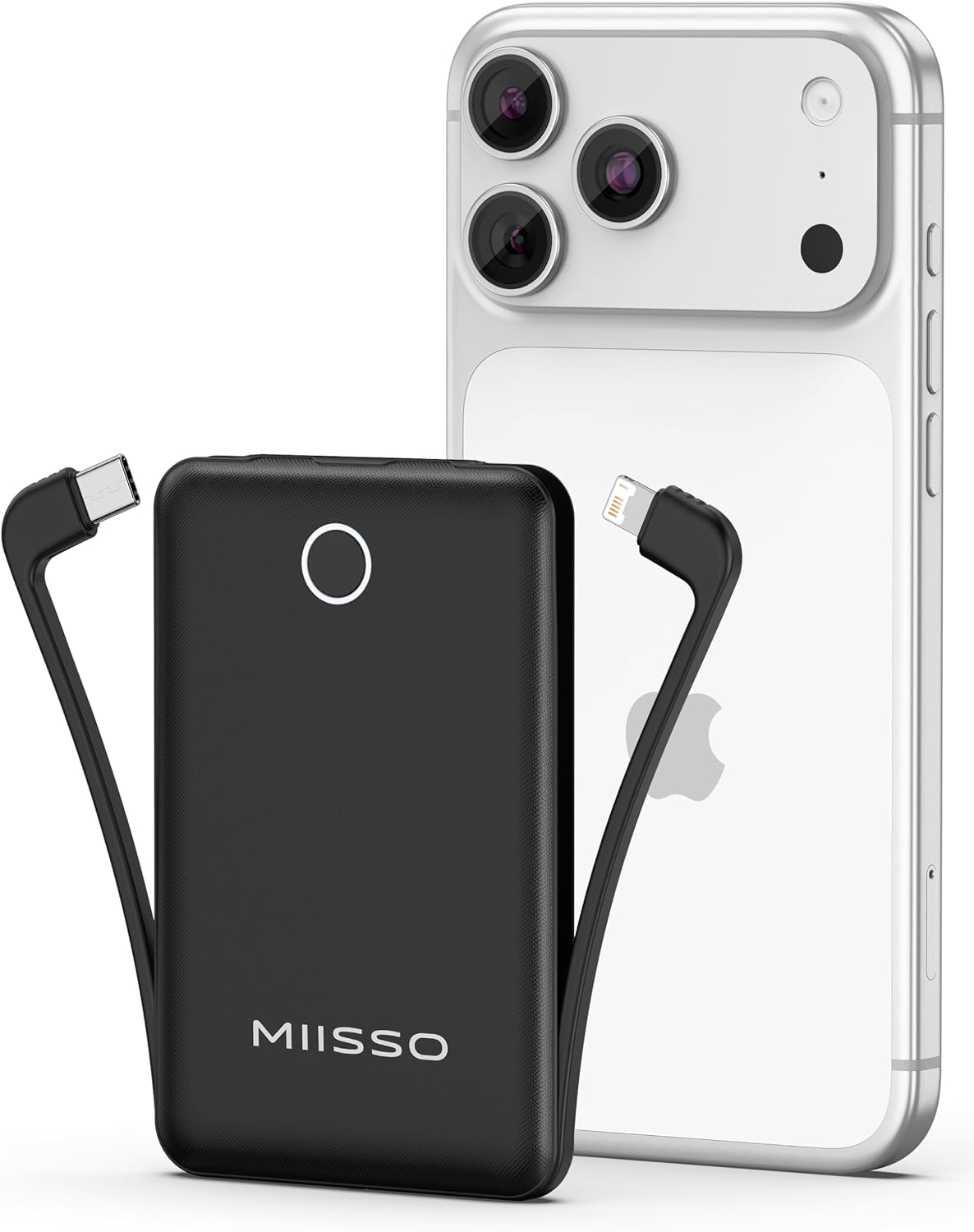 miisso Cargador Portátil Mini de 10000mAh con Cable Incorporado, Ba...